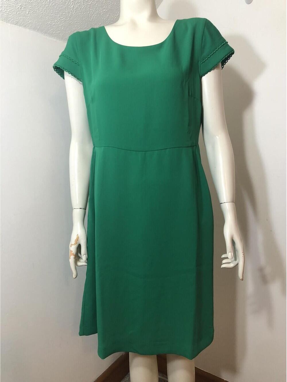 Nicole Miller NY Womens 10 New Green Dress Cap Sleeves Empire Waist Pockets Zip